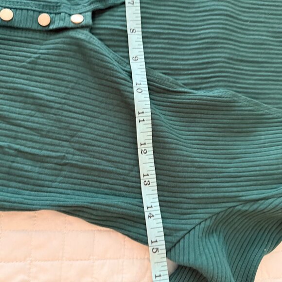 Makers Of Dreams Ribbed Long Sleeve Bodysuit Size L Hunter Green - Picture 9 of 10